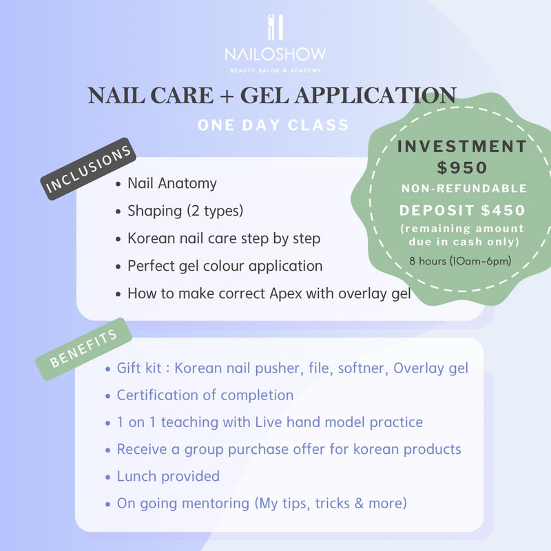 [Deposit] Single day class - Nail care + Gel application